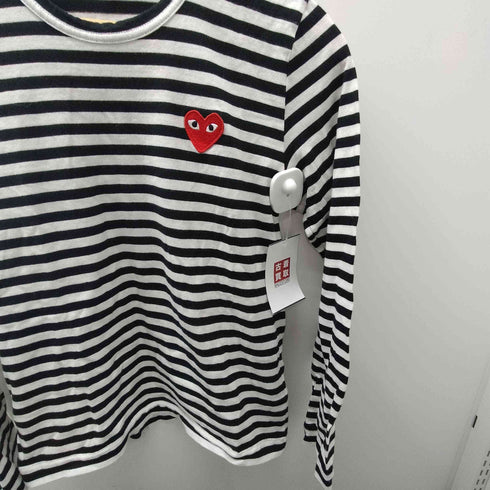プレイコムデギャルソン PLAY COMME des GARCONS AD2022 ハート ワンポイント ロゴ ワッペン ボーダー カットソー レディース JPN:M