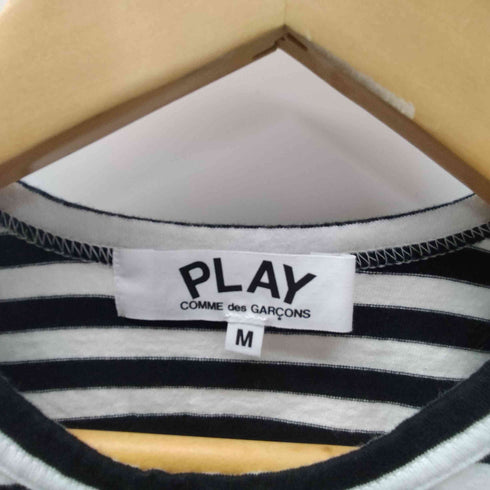 プレイコムデギャルソン PLAY COMME des GARCONS AD2022 ハート ワンポイント ロゴ ワッペン ボーダー カットソー レディース JPN:M