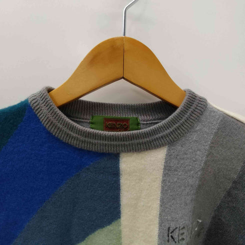 ケンゾーゴルフ KENZO GOLF OLD ロゴ 刺繍 マルチカラー ウール 100% クロップド ニット セーター レディース FREE