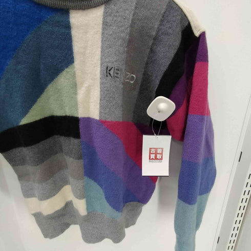 ケンゾーゴルフ KENZO GOLF OLD ロゴ 刺繍 マルチカラー ウール 100% クロップド ニット セーター レディース FREE