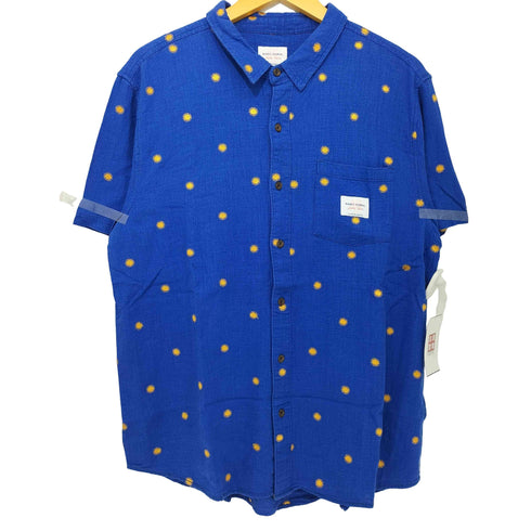 バンクスジャーナル BANKS JOURNAL 太陽刺繍 コットンリネン混 ショートスリーブシャツ ショーツ セットアップ メンズ XL