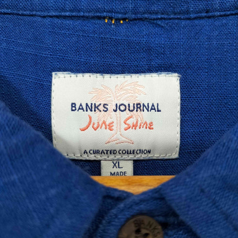 バンクスジャーナル BANKS JOURNAL 太陽刺繍 コットンリネン混 ショートスリーブシャツ ショーツ セットアップ メンズ XL