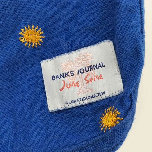 バンクスジャーナル BANKS JOURNAL 太陽刺繍 コットンリネン混 ショートスリーブシャツ ショーツ セットアップ メンズ XL