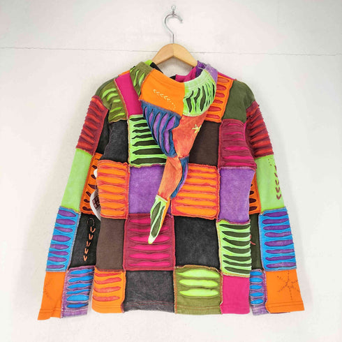 ネパール製 パッチワーク ジップアップパーカー レディース import:L