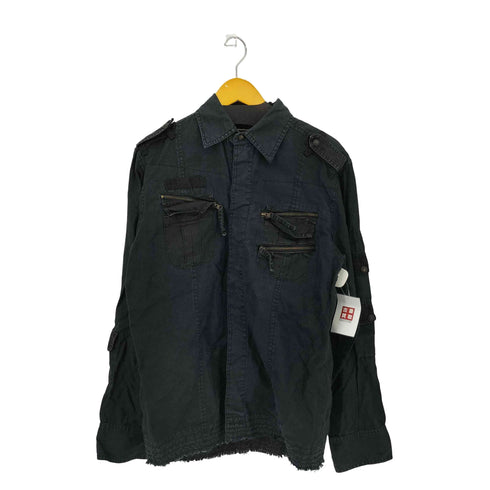 BREATH MINT ジップ加工 ブラックリネンシャツ Y2K メンズ 46