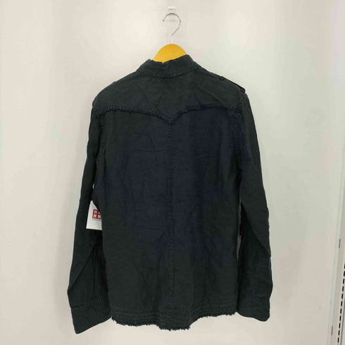 BREATH MINT ジップ加工 ブラックリネンシャツ Y2K メンズ 46