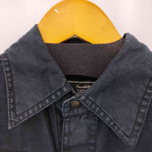 BREATH MINT ジップ加工 ブラックリネンシャツ Y2K メンズ 46