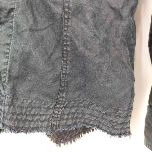 BREATH MINT ジップ加工 ブラックリネンシャツ Y2K メンズ 46