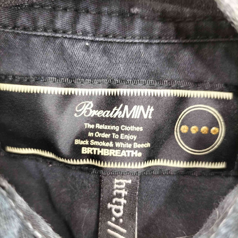 BREATH MINT ジップ加工 ブラックリネンシャツ Y2K メンズ 46