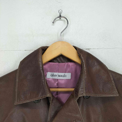 GRAY MAGIC cow leather カウレザーショートダブルチェスターコート レディース M