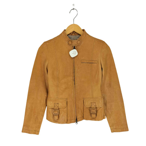 バナナリパブリック BANANA REPUBLIC ラムレザーシングルライダースジャケット レディース XS