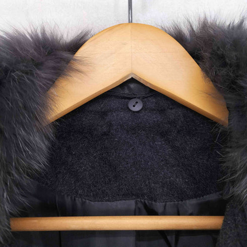 bluefox fur フォックスファーアンゴラ&ウールステンカラーコート レディース 9AR