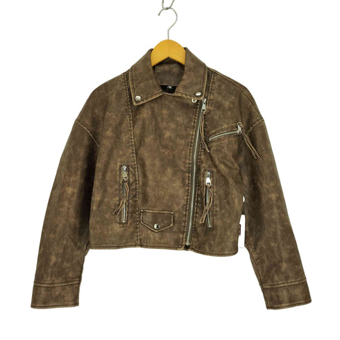 シーイン SHEIN フェイクレザー ライダースジャケット レディース import:M