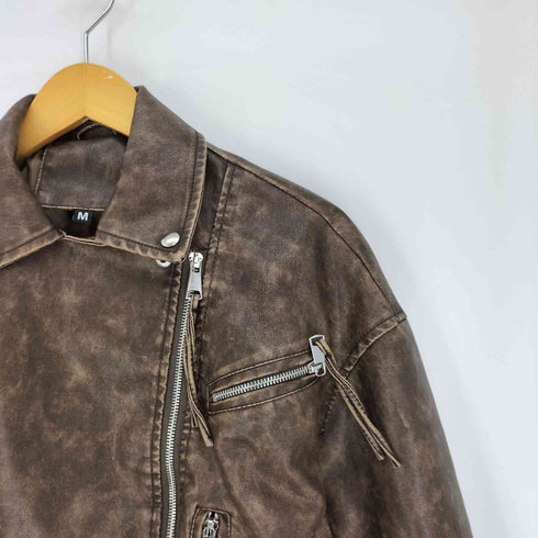 シーイン SHEIN フェイクレザー ライダースジャケット レディース import:M