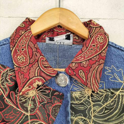 sara studio チャイナ パッチワーク デニムジャケット レディース import:M