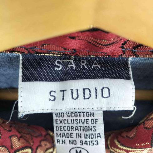 sara studio チャイナ パッチワーク デニムジャケット レディース import:M