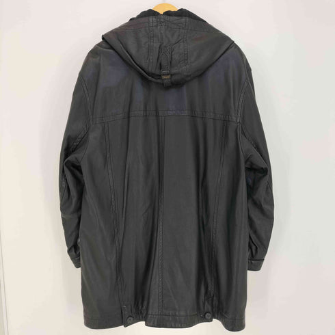 Jean Gabriel real leather 本革 EXTRA COMFORT FIT イタリア製 フード 着脱可 裏地ストライプ 本革 レザー カーコート メンズ EUR:48