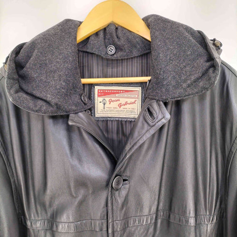 Jean Gabriel EXTRA COMFORT FIT イタリア製 フード 着脱可 裏地ストライプ 本革 レザー カーコート メンズ EUR:48