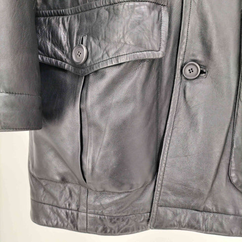 Jean Gabriel real leather 本革 EXTRA COMFORT FIT イタリア製 フード 着脱可 裏地ストライプ 本革 レザー カーコート メンズ EUR:48