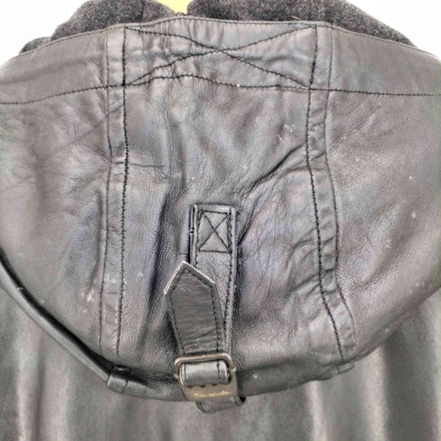 Jean Gabriel real leather 本革 EXTRA COMFORT FIT イタリア製 フード 着脱可 裏地ストライプ 本革 レザー カーコート メンズ EUR:48