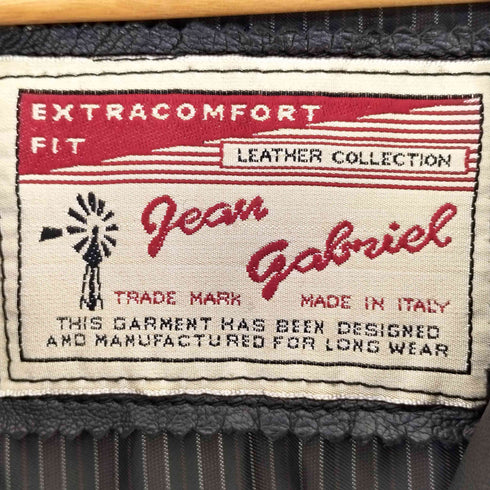 Jean Gabriel real leather 本革 EXTRA COMFORT FIT イタリア製 フード 着脱可 裏地ストライプ 本革 レザー カーコート メンズ EUR:48