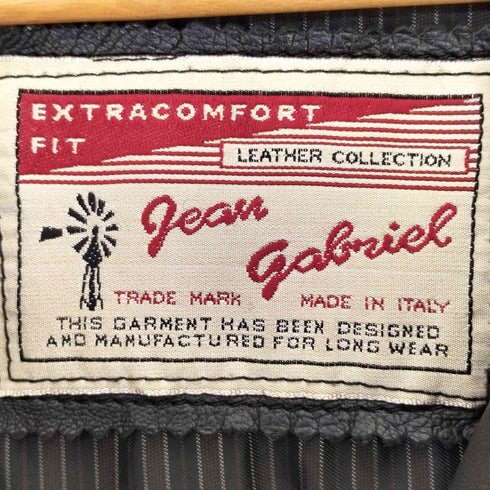 Jean Gabriel EXTRA COMFORT FIT イタリア製 フード 着脱可 裏地ストライプ 本革 レザー カーコート メンズ EUR:48