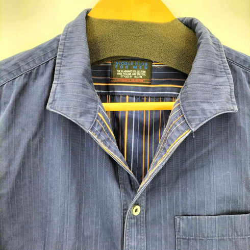 ニコルクラブフォーメン NICOLE CLUB FOR MEN コットンポリストライプオープンカラーシャツ メンズ JPN:46