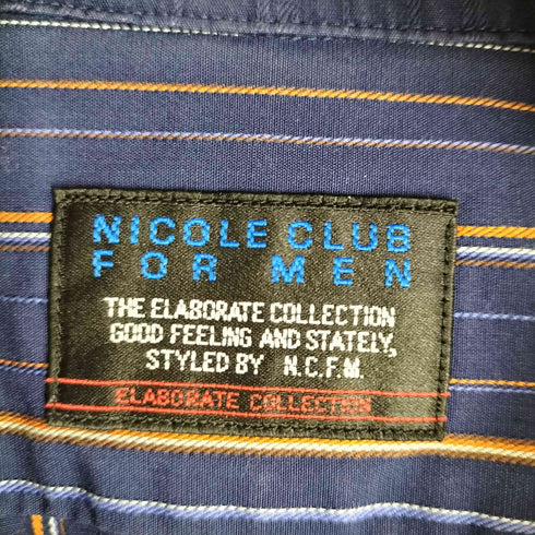 ニコルクラブフォーメン NICOLE CLUB FOR MEN コットンポリストライプオープンカラーシャツ メンズ JPN:46