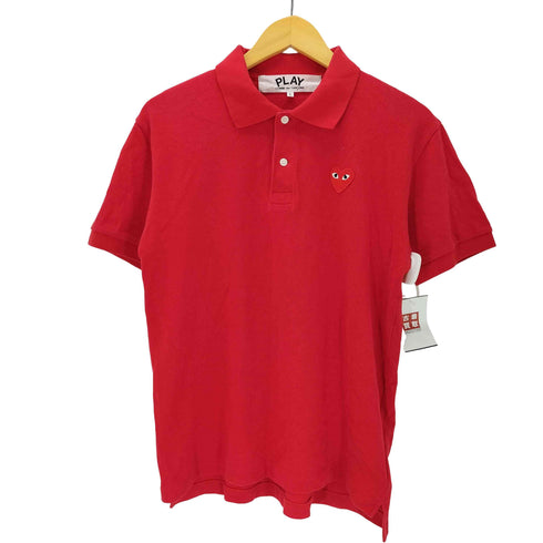 プレイコムデギャルソン PLAY COMME des GARCONS AD2022 Red Heart PLAY Polo Shirt コットン ワッペンロゴ S/S ポロシャツ メンズ JPN:L