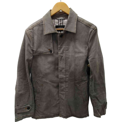 バーバリーブラックレーベル BURBERRY BLACK LABEL 裏地 背抜き ノバチェック ガンフラップ コットン デニム ハンティング ワーク カバーオール 比翼 メンズ import:M