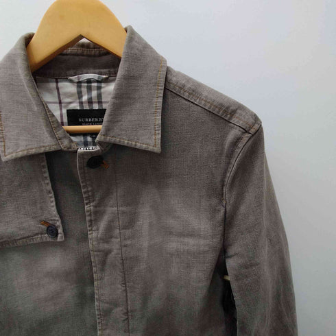 バーバリーブラックレーベル BURBERRY BLACK LABEL 裏地 背抜き ノバチェック ガンフラップ コットン デニム ハンティング ワーク カバーオール 比翼 メンズ import:M