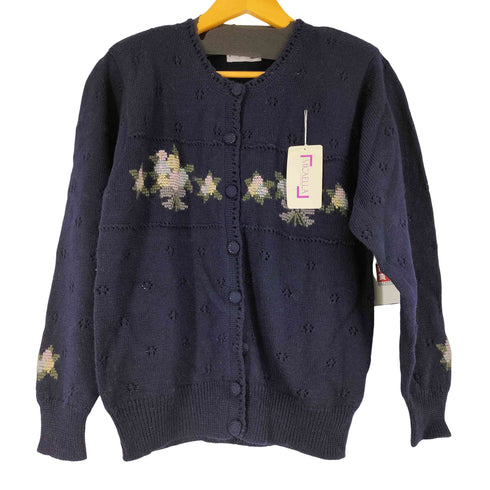 MICAELLA フラワー刺繍 クルーネックカーディガン レディース JPN:M