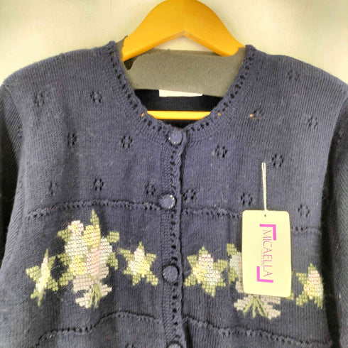 MICAELLA フラワー刺繍 クルーネックカーディガン レディース JPN:M