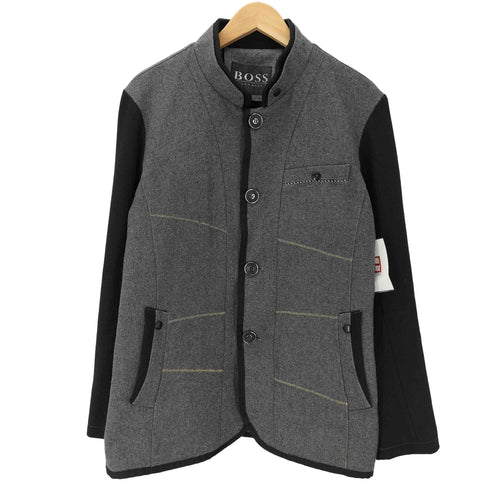 ヒューゴボス HUGO BOSS MADE IN INGLAND 英国製 裏地 マドラスチェック スタンドカラー ウール ジャケット メンズ import:L