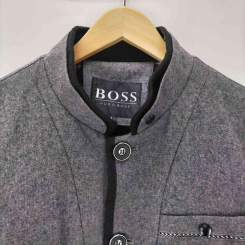 ヒューゴボス HUGO BOSS MADE IN INGLAND 英国製 裏地 マドラスチェック スタンドカラー ウール ジャケット メンズ import:L