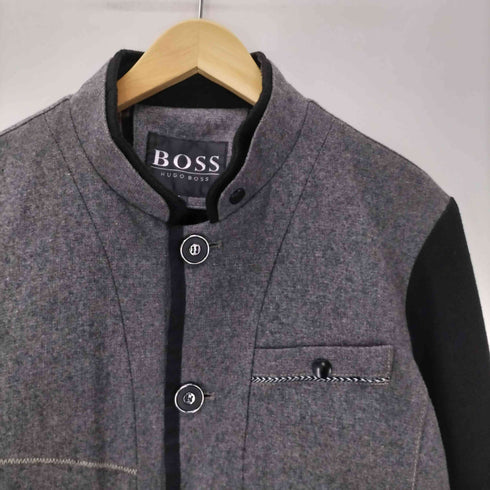ヒューゴボス HUGO BOSS MADE IN INGLAND 英国製 裏地 マドラスチェック スタンドカラー ウール ジャケット メンズ import:L