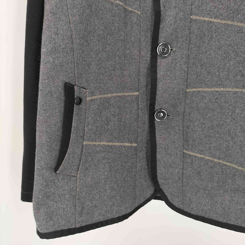 ヒューゴボス HUGO BOSS MADE IN INGLAND 英国製 裏地 マドラスチェック スタンドカラー ウール ジャケット メンズ import:L