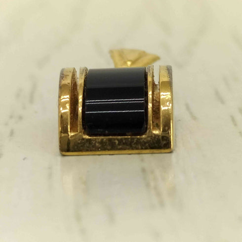 K18刻印 ゴールド ブラックストーン ネックレストップ 約1g レディース