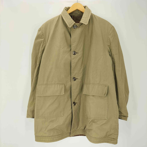 千鳥格子 ハウンドトゥース チェック ウール コットン リバーシブル バルマカーン ステンカラー コート メンズ