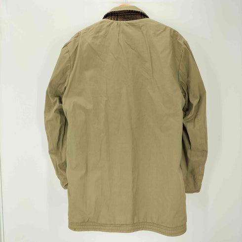 千鳥格子 ハウンドトゥース チェック ウール コットン リバーシブル バルマカーン ステンカラー コート メンズ