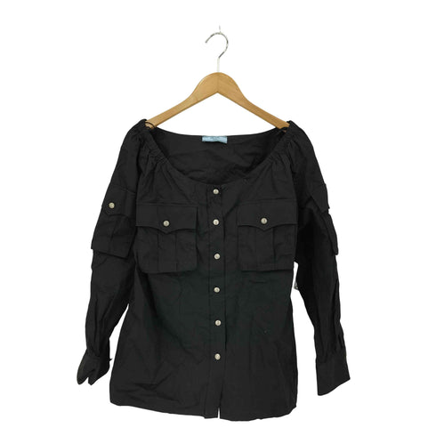プラダ PRADA イタリア製 コットン ギャザーショルダーシャツジャケット レディース 38S