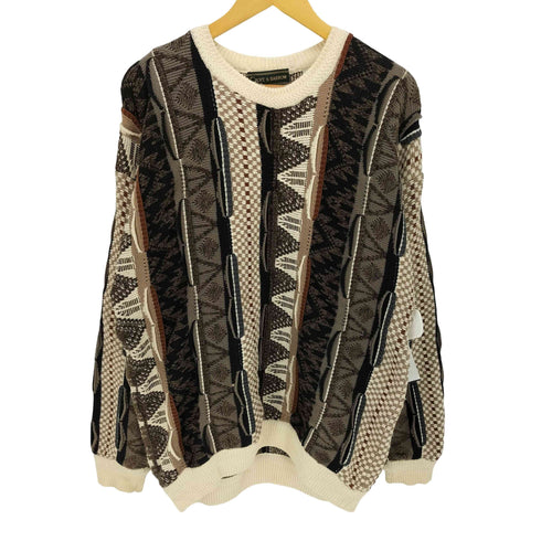 クラフトアンドバロー Croft&Barrow 90S 袖 リブ 3D コットン ニット メンズ import:L