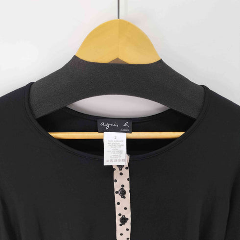 アニエスベー agnes b. フランス製 レーヨンストレッチ ドット カットソー レディース 2