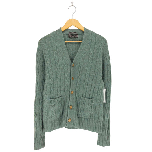 New York SPORTSWEAR EXCHANGE 70s~80s くるみボタンケーブルニットカーディガン メンズ L