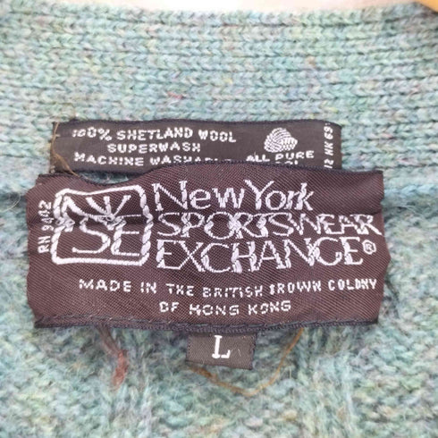 New York SPORTSWEAR EXCHANGE 70s~80s くるみボタンケーブルニットカーディガン メンズ L