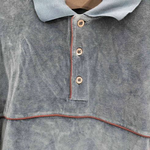 プラダ PRADA イタリア製 Velvet Polo Shirt ベルボット ベロア ポロシャツ メンズ XS