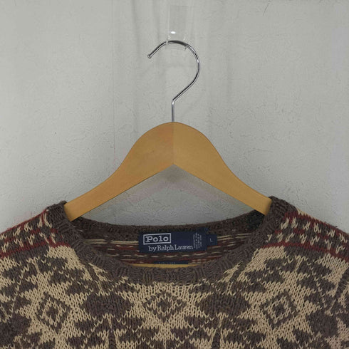ポロバイラルフローレン Polo by RALPH LAUREN 90S 香港製 リネン混 ノルディック柄 ニットトップス メンズ import:L