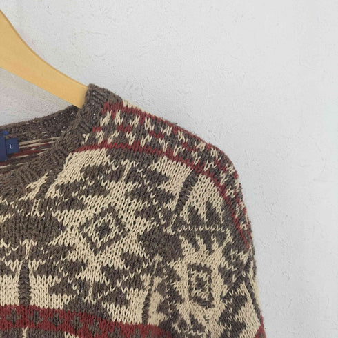 ポロバイラルフローレン Polo by RALPH LAUREN 90S 香港製 リネン混 ノルディック柄 ニットトップス メンズ import:L