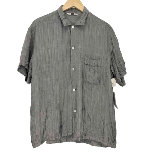 60-70s 襟芯 ボックス ストライプ 半袖シャツ メンズ import:L