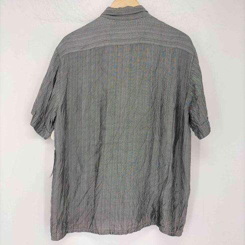 60-70s 襟芯 ボックス ストライプ 半袖シャツ メンズ import:L